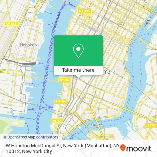 Mapa de W Houston MacDougal St, New York (Manhattan), NY 10012