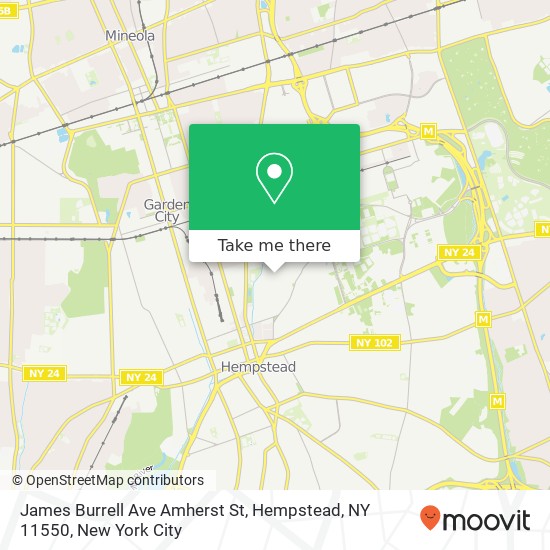 Mapa de James Burrell Ave Amherst St, Hempstead, NY 11550