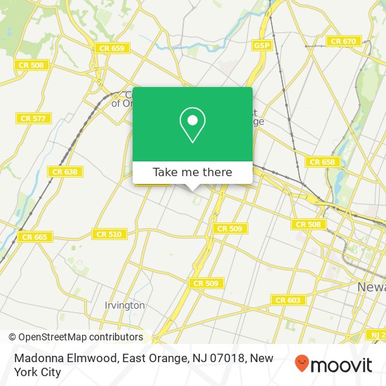 Mapa de Madonna Elmwood, East Orange, NJ 07018