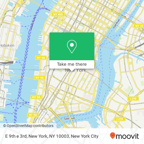 Mapa de E 9th e 3rd, New York, NY 10003