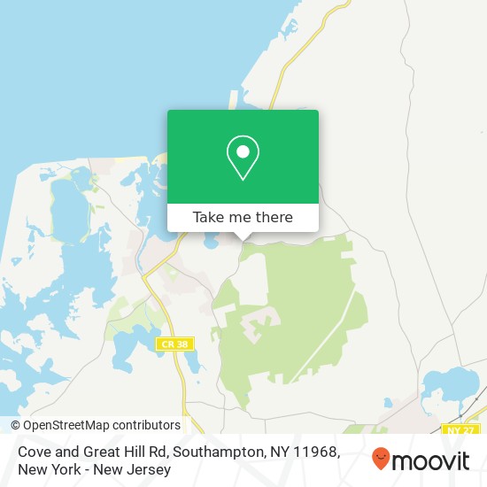 Mapa de Cove and Great Hill Rd, Southampton, NY 11968