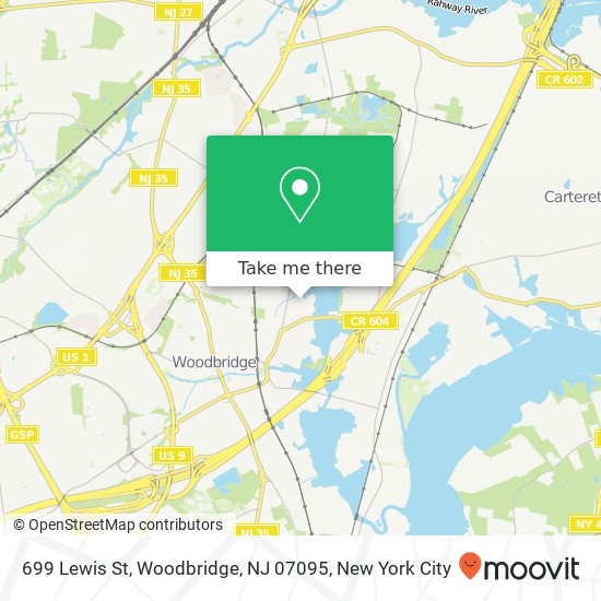 Mapa de 699 Lewis St, Woodbridge, NJ 07095