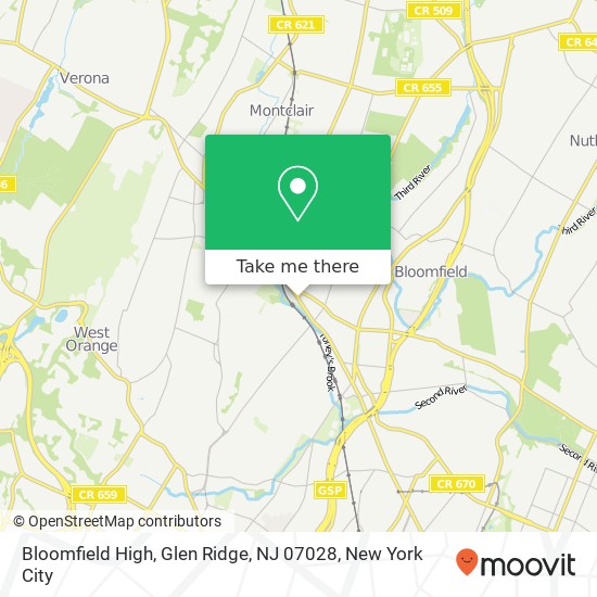Bloomfield High, Glen Ridge, NJ 07028 map