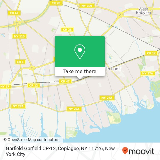 Mapa de Garfield Garfield CR-12, Copiague, NY 11726