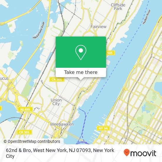 62nd & Bro, West New York, NJ 07093 map