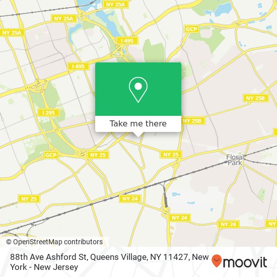 Mapa de 88th Ave Ashford St, Queens Village, NY 11427