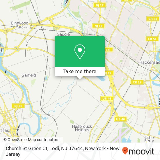 Mapa de Church St Green Ct, Lodi, NJ 07644