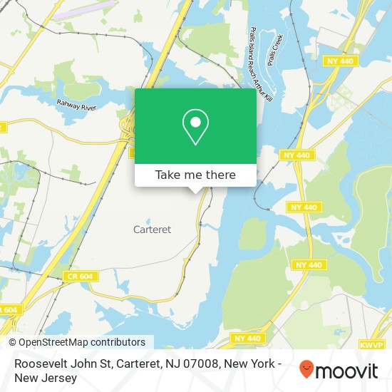 Mapa de Roosevelt John St, Carteret, NJ 07008