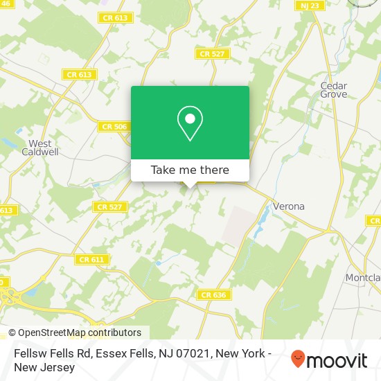 Mapa de Fellsw Fells Rd, Essex Fells, NJ 07021
