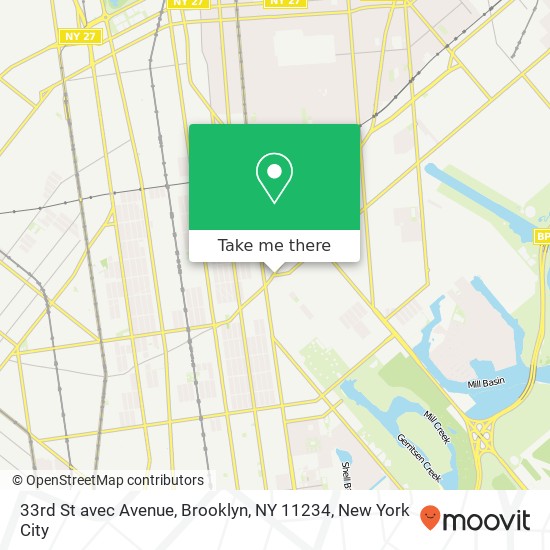 Mapa de 33rd St avec Avenue, Brooklyn, NY 11234