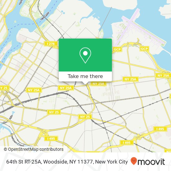 Mapa de 64th St RT-25A, Woodside, NY 11377