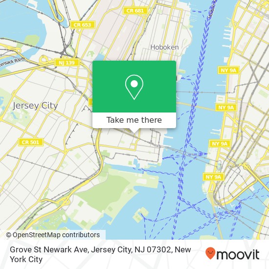 Grove St Newark Ave, Jersey City, NJ 07302 map