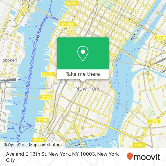 Mapa de Ave and E 13th St, New York, NY 10003