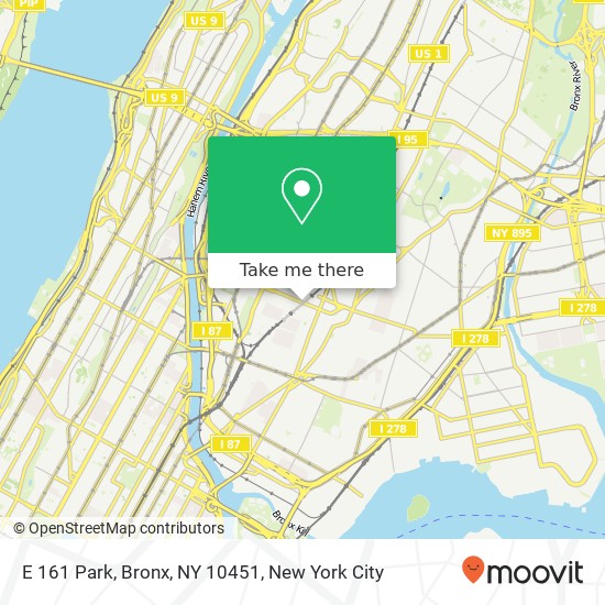 Mapa de E 161 Park, Bronx, NY 10451