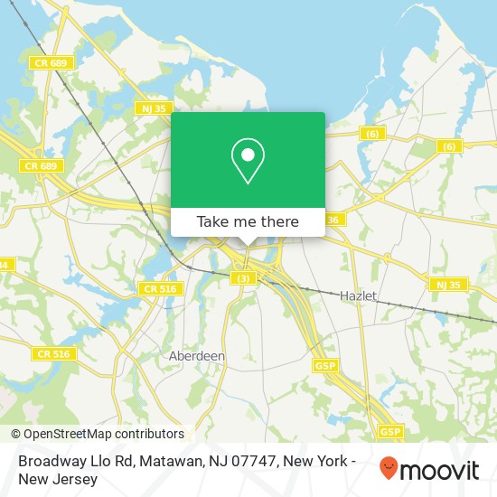 Mapa de Broadway Llo Rd, Matawan, NJ 07747