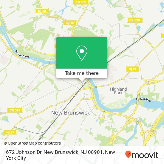 Mapa de 672 Johnson Dr, New Brunswick, NJ 08901