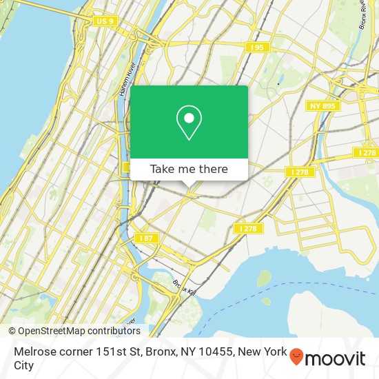 Melrose corner 151st St, Bronx, NY 10455 map