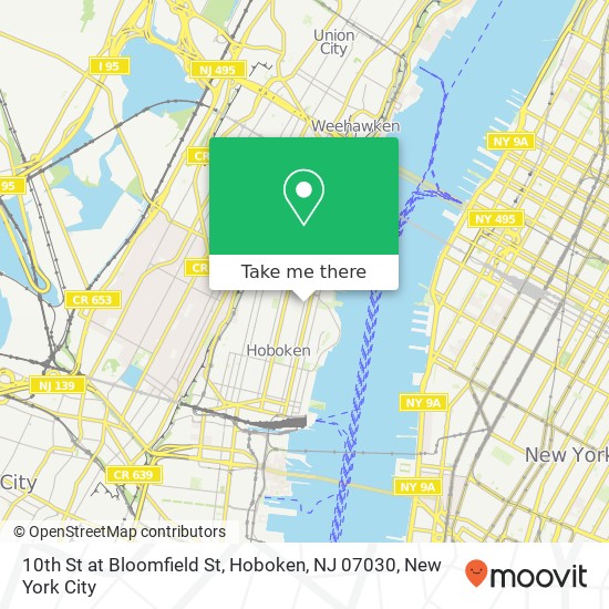 10th St at Bloomfield St, Hoboken, NJ 07030 map