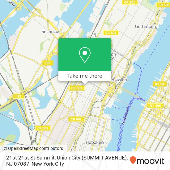 Mapa de 21st 21st St Summit, Union City (SUMMIT AVENUE), NJ 07087