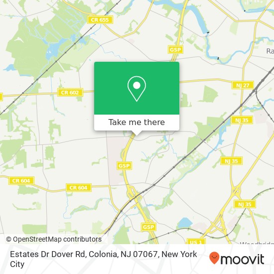 Mapa de Estates Dr Dover Rd, Colonia, NJ 07067