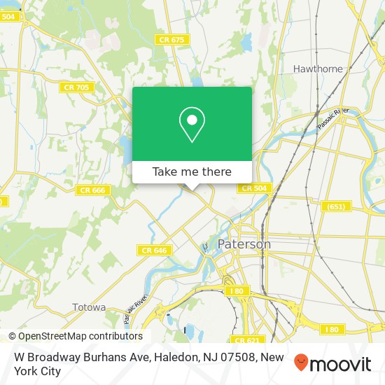 Mapa de W Broadway Burhans Ave, Haledon, NJ 07508