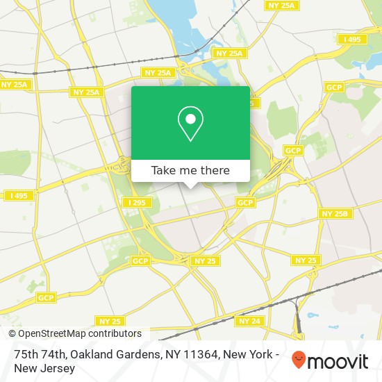 Mapa de 75th 74th, Oakland Gardens, NY 11364