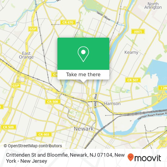 Mapa de Crittenden St and Bloomfie, Newark, NJ 07104