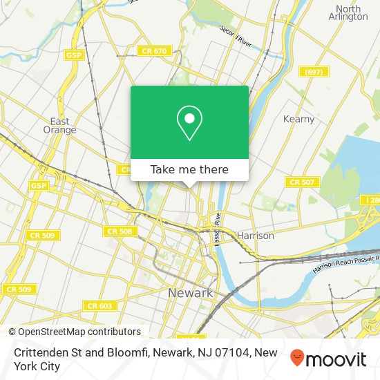 Crittenden St and Bloomfi, Newark, NJ 07104 map