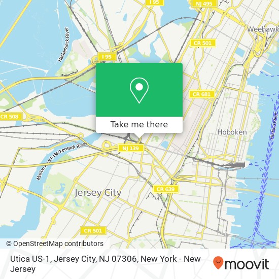 Mapa de Utica US-1, Jersey City, NJ 07306