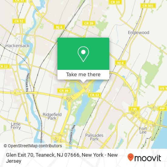 Mapa de Glen Exit 70, Teaneck, NJ 07666