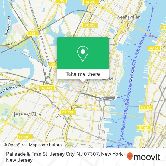 Mapa de Palisade & Fran St, Jersey City, NJ 07307