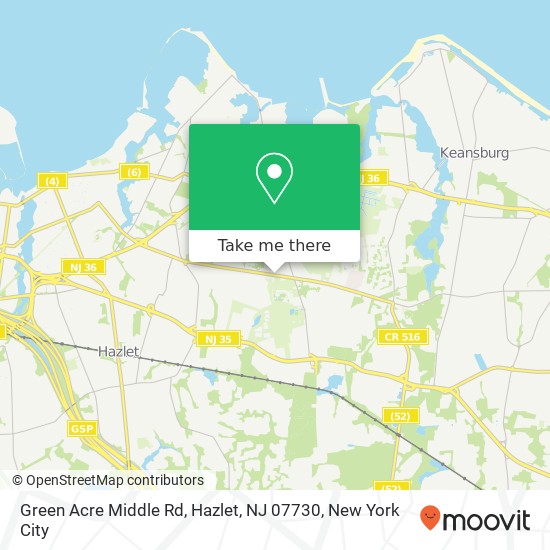 Mapa de Green Acre Middle Rd, Hazlet, NJ 07730