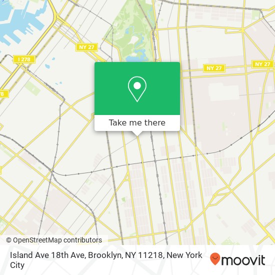 Mapa de Island Ave 18th Ave, Brooklyn, NY 11218