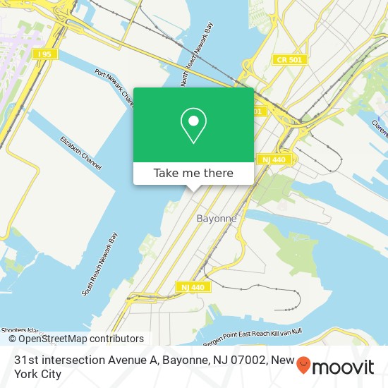 31st intersection Avenue A, Bayonne, NJ 07002 map