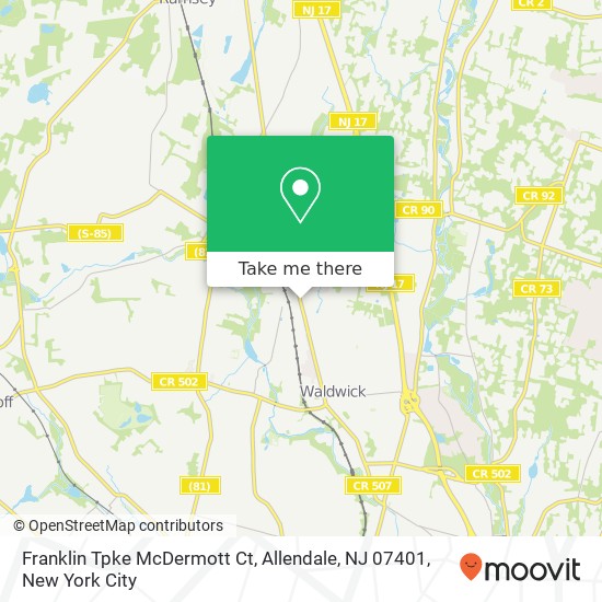 Mapa de Franklin Tpke McDermott Ct, Allendale, NJ 07401