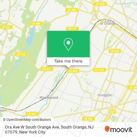 Mapa de Ora Ave W South Orange Ave, South Orange, NJ 07079