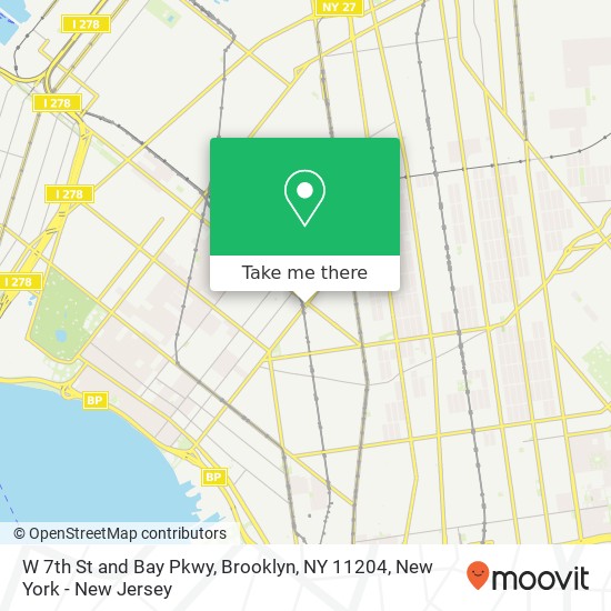 Mapa de W 7th St and Bay Pkwy, Brooklyn, NY 11204