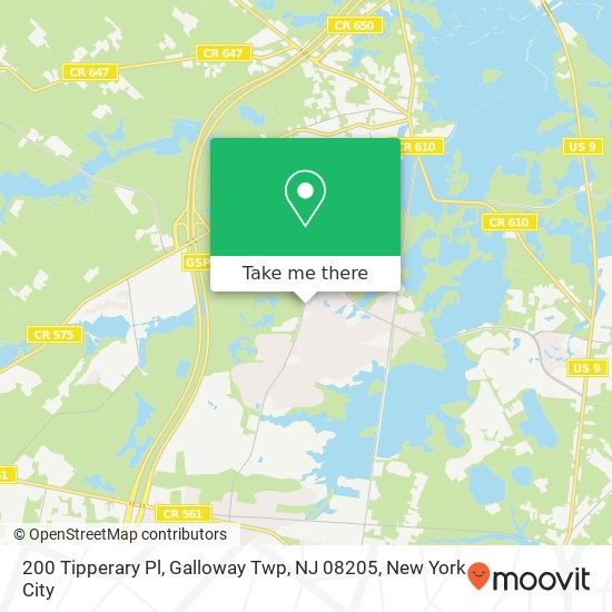 Mapa de 200 Tipperary Pl, Galloway Twp, NJ 08205