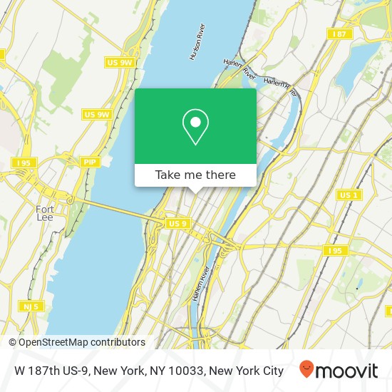 W 187th US-9, New York, NY 10033 map
