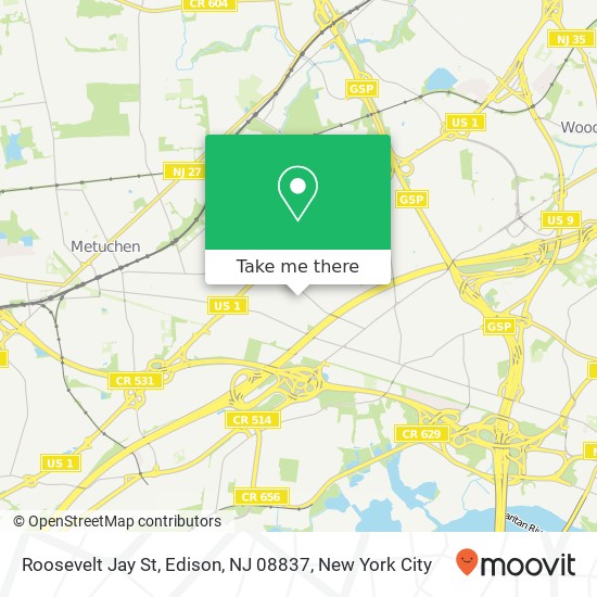 Mapa de Roosevelt Jay St, Edison, NJ 08837