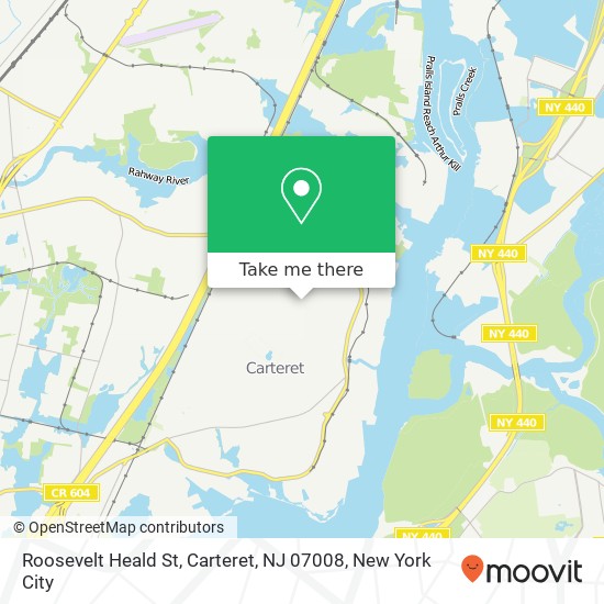 Mapa de Roosevelt Heald St, Carteret, NJ 07008