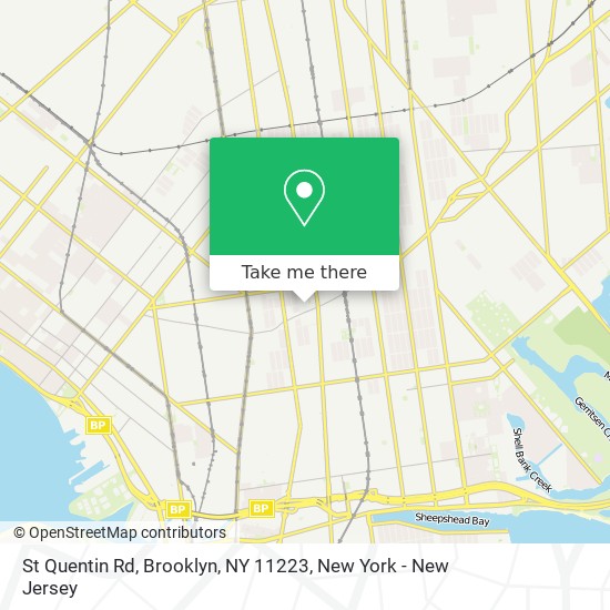 Mapa de St Quentin Rd, Brooklyn, NY 11223