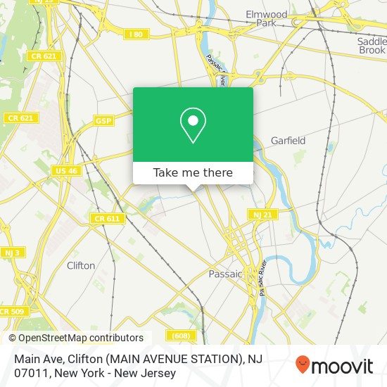 Main Ave, Clifton (MAIN AVENUE STATION), NJ 07011 map