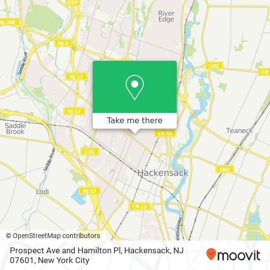 Prospect Ave and Hamilton Pl, Hackensack, NJ 07601 map