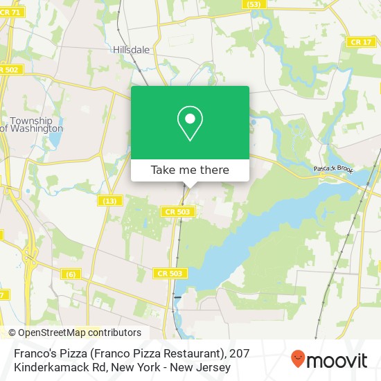 Mapa de Franco's Pizza (Franco Pizza Restaurant), 207 Kinderkamack Rd