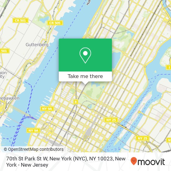 70th St Park St W, New York (NYC), NY 10023 map