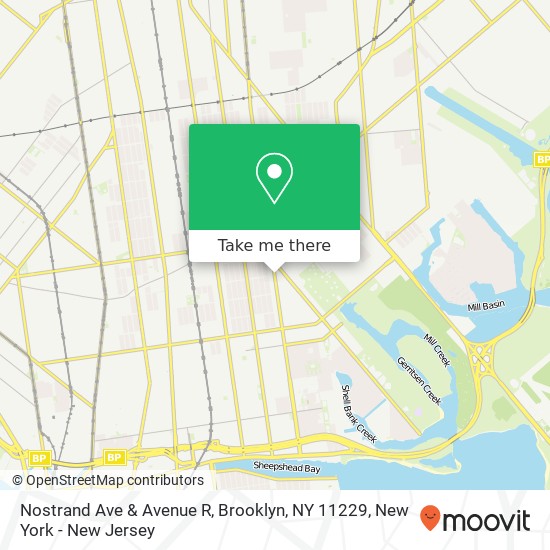 Mapa de Nostrand Ave & Avenue R, Brooklyn, NY 11229