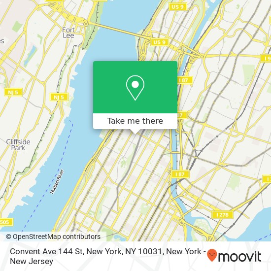 Convent Ave 144 St, New York, NY 10031 map