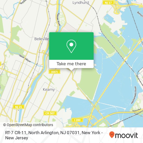 Mapa de RT-7 CR-11, North Arlington, NJ 07031