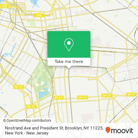 Mapa de Nostrand Ave and President St, Brooklyn, NY 11225